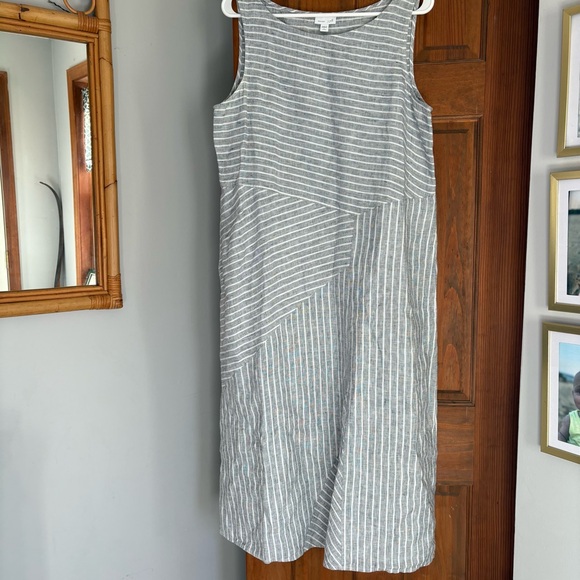 J. Jill Dresses & Skirts - J. Jill Love Linen L P Large Petite Stripe Midi Dress 100% Linen Dress Lagenlook